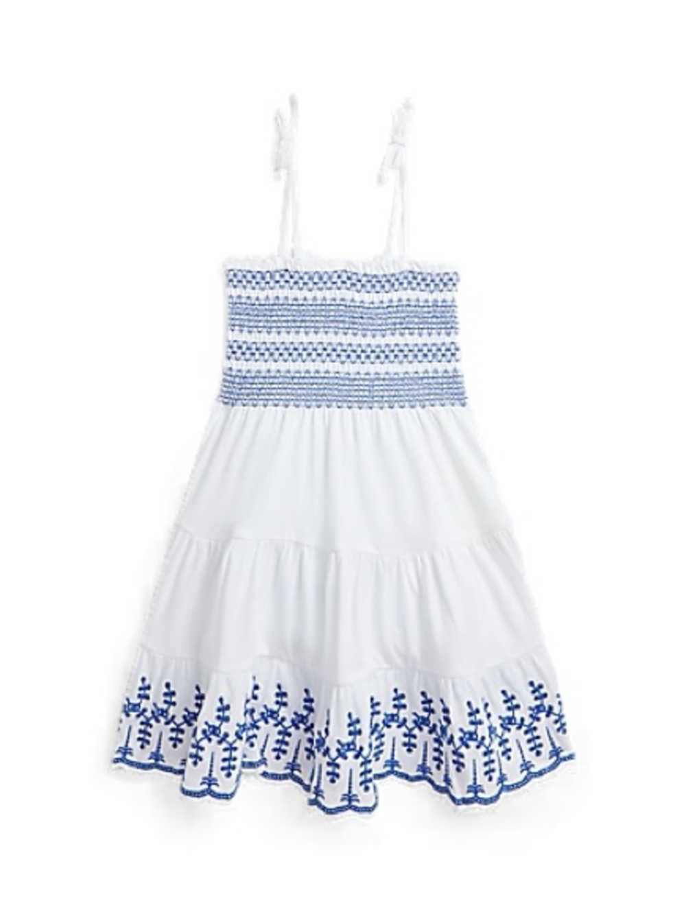 Ralph Lauren Smocked Eyelet Cotton Jersey Dress